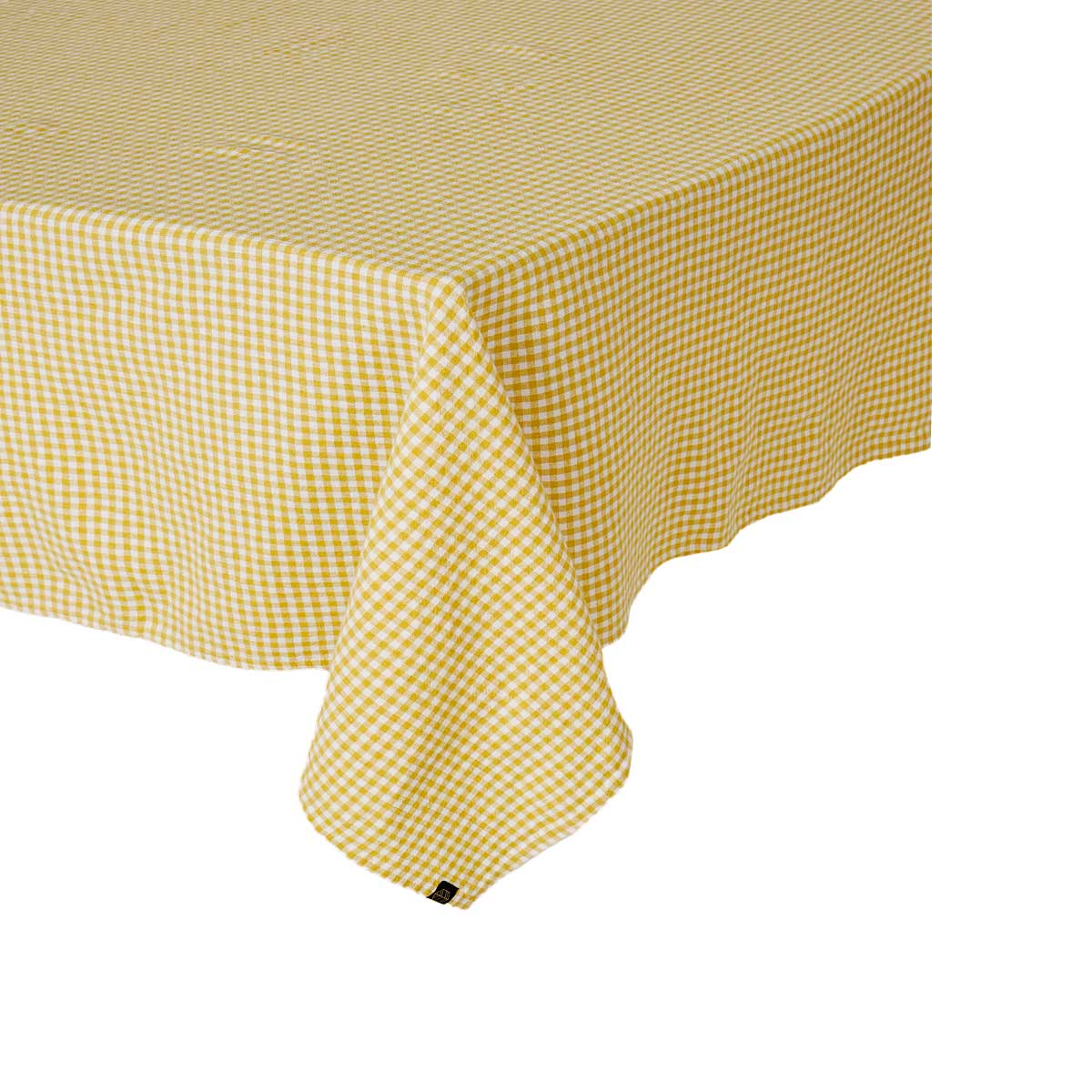 Nappe Piana II Haomy en lin lavé et coton, motif vichy paille – élégante et facile d’entretien