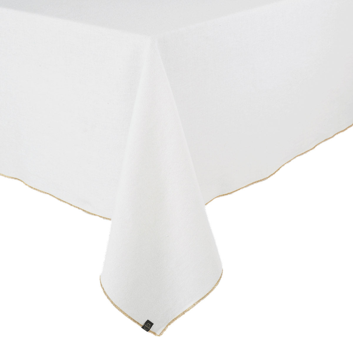 Nappe Verone Haomy en lin et coton, coloris Blanc, finition liseré doré – élégante et raffinée