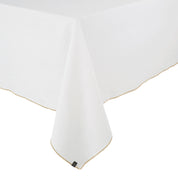 Nappe Verone Haomy en lin et coton, coloris Blanc, finition liseré doré – élégante et raffinée
