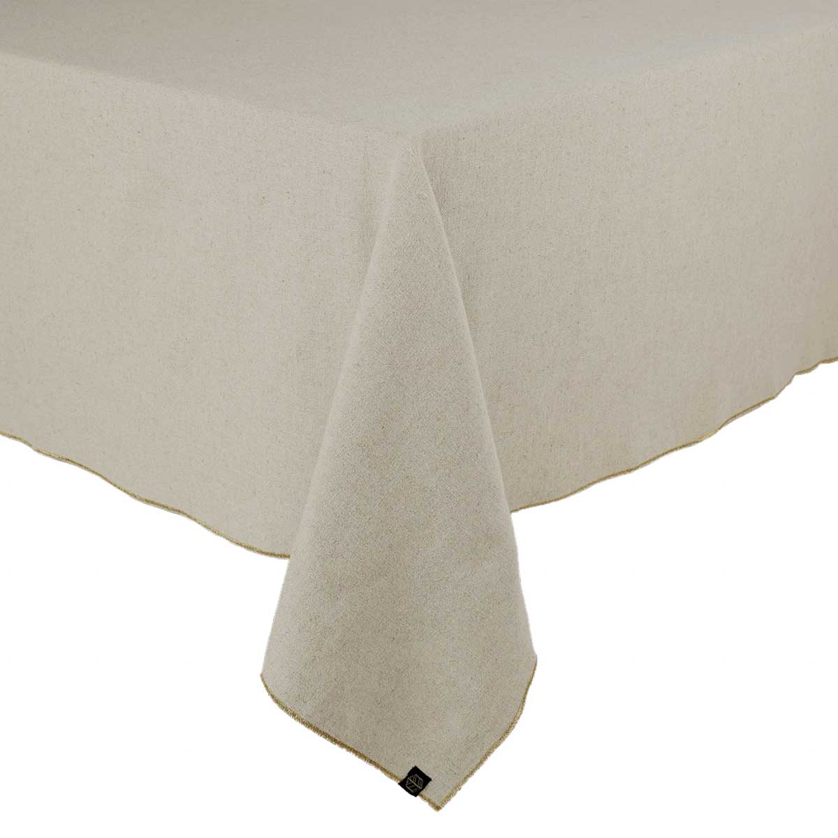 Nappe Verone Haomy en lin et coton, coloris Naturel, finition liseré doré – élégante et raffinée