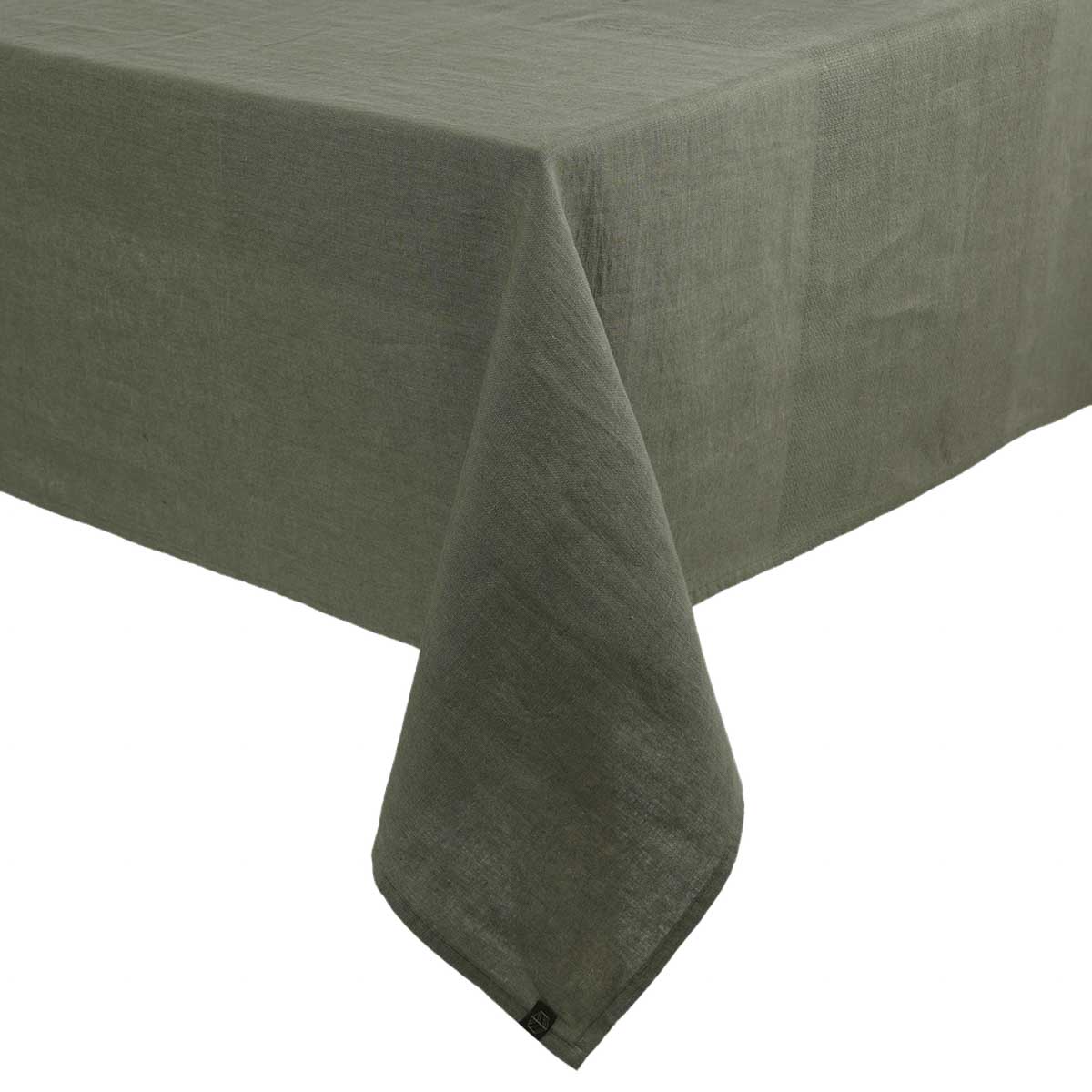 Nappe Pise Haomy en lin lavé avec liseré nid d’abeille, coloris Kaki – élégante et naturelle