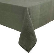 Nappe Pise Haomy en lin lavé avec liseré nid d’abeille, coloris Kaki – élégante et naturelle