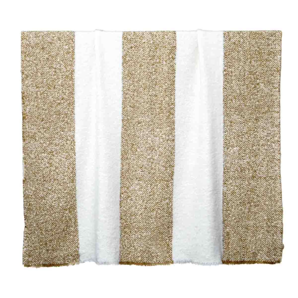 Plaid Megève Haomy en laine douce et chaude, coloris Gold – chaleur, confort et élégance naturelle pour un intérieur cosy