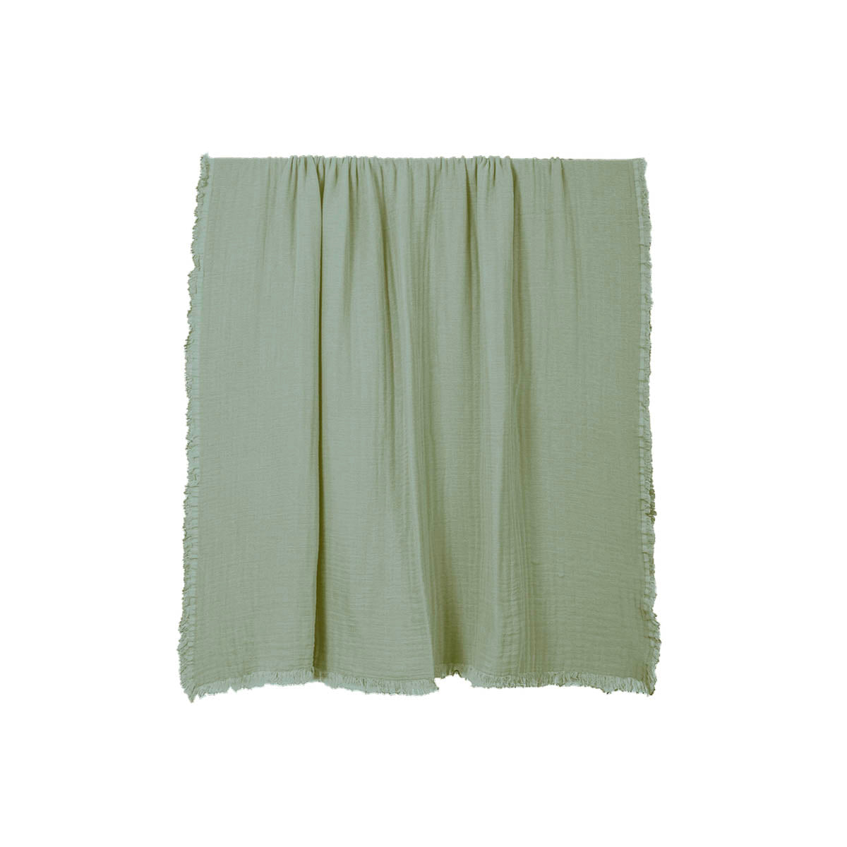 Plaid Vanly en coton lavé à franges Haomy  - Harmony textile, 130×180 cm – Coloris Amande