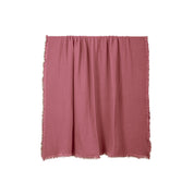 Plaid Vanly en coton lavé à franges Haomy  - Harmony textile, 130×180 cm – Coloris Bois de rose