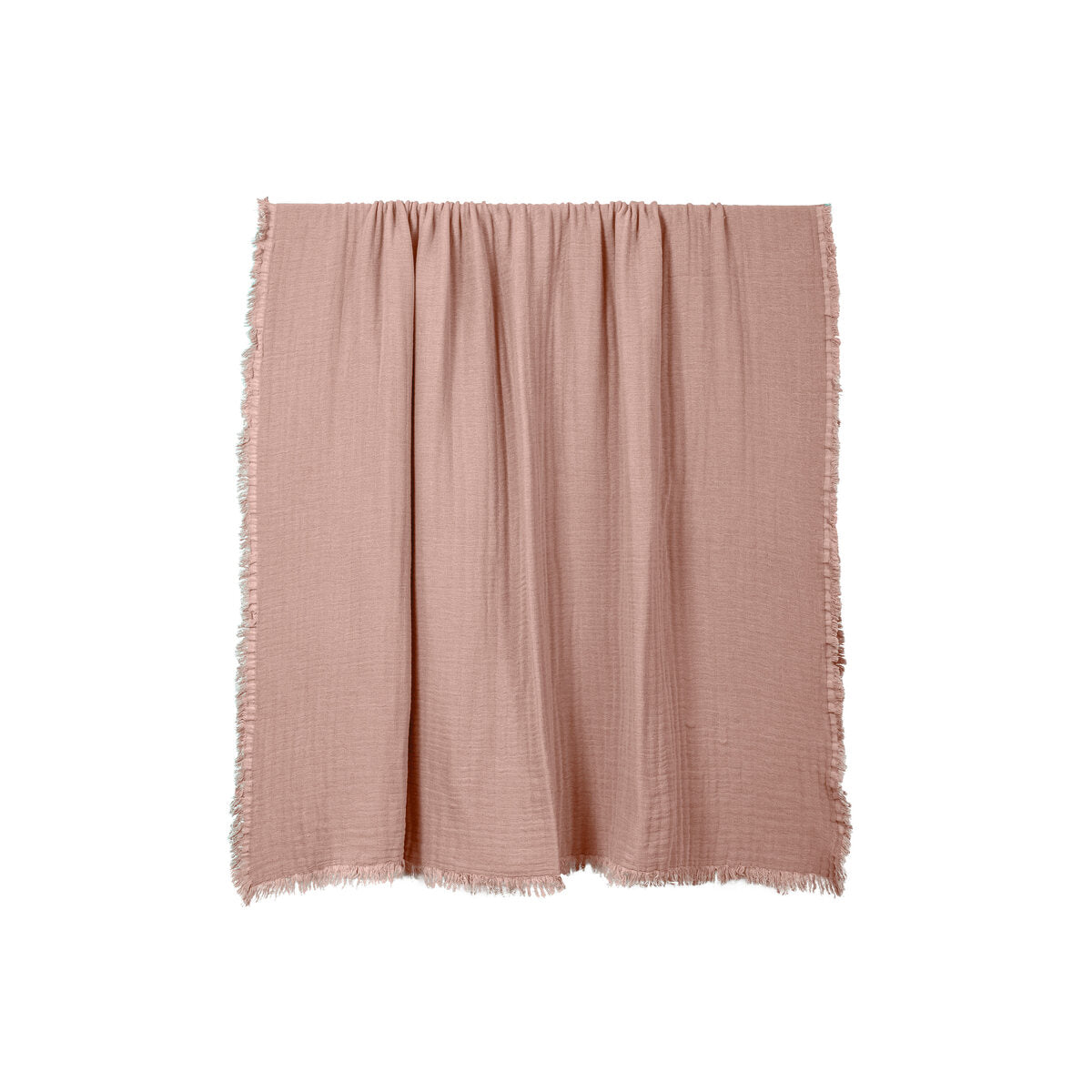 Plaid Vanly en coton lavé à franges Haomy  - Harmony textile, 130×180 cm – Coloris Cimarron