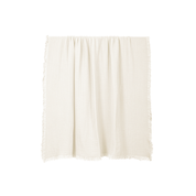 Plaid Vanly en coton lavé à franges Haomy  - Harmony textile, 130×180 cm – Coloris Ivoire
