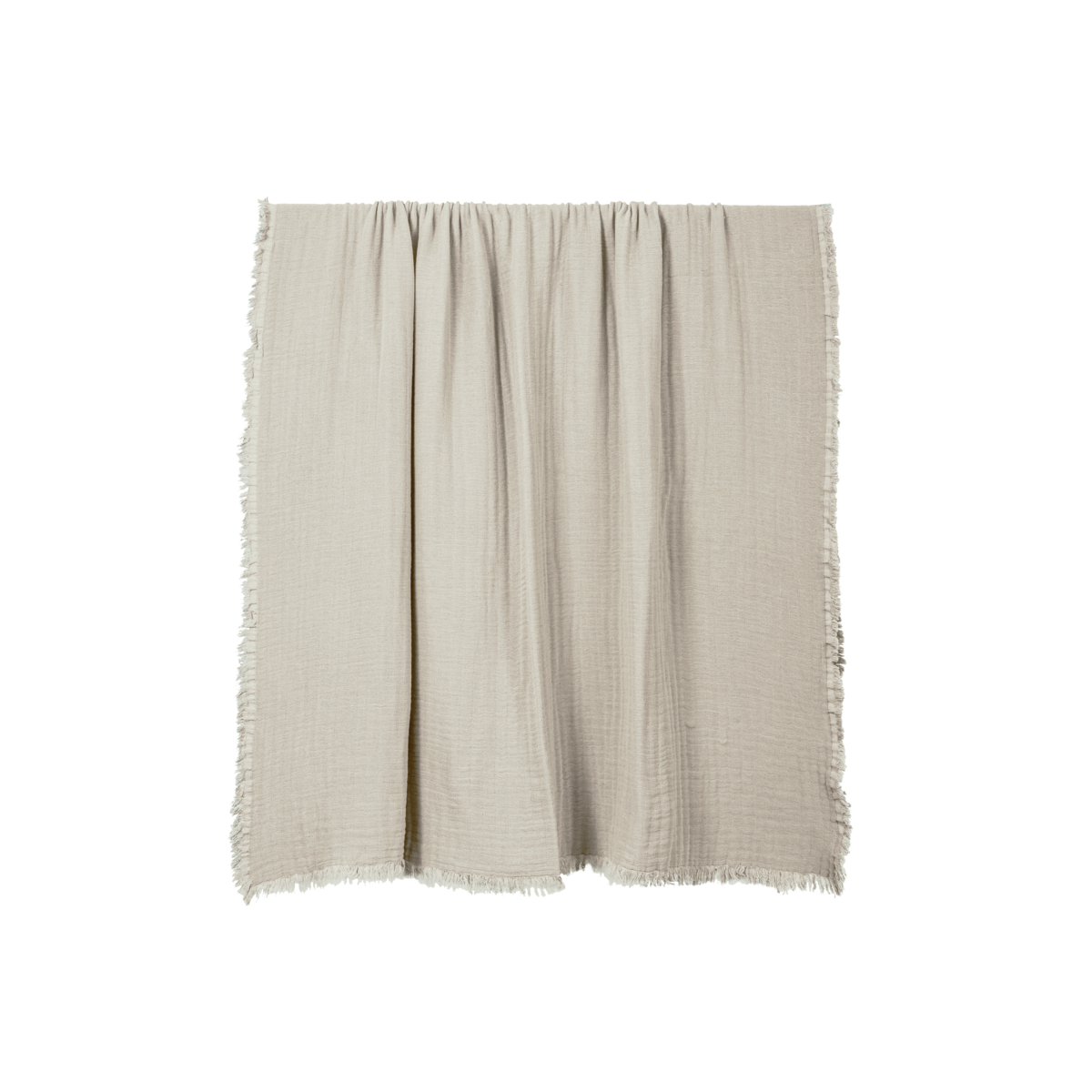 Plaid Vanly en coton lavé à franges Haomy  - Harmony textile, 130×180 cm – Coloris Naturel