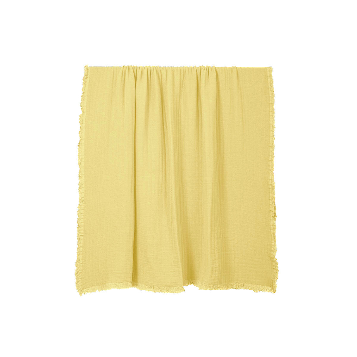 Plaid Vanly en coton lavé à franges Haomy  - Harmony textile, 130×180 cm – Coloris Paille