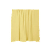 Plaid Vanly en coton lavé à franges Haomy  - Harmony textile, 130×180 cm – Coloris Paille