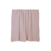 Plaid Vanly en coton lavé à franges Haomy  - Harmony textile, 130×180 cm – Coloris Pétale