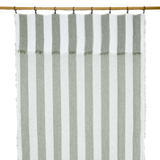 Rideau Turin en voile rayé 50 % lin et 50 % coton Kaki, léger et lumineux, accroché par pinces