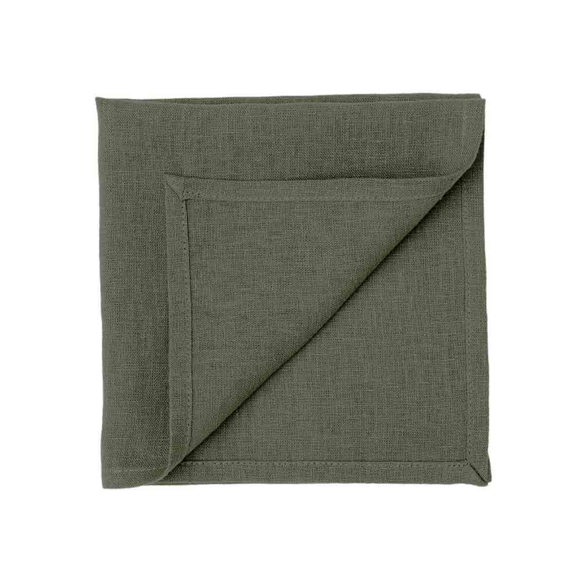 Serviette de table Pise Haomy en lin lavé, coloris Kaki – élégante et naturelle