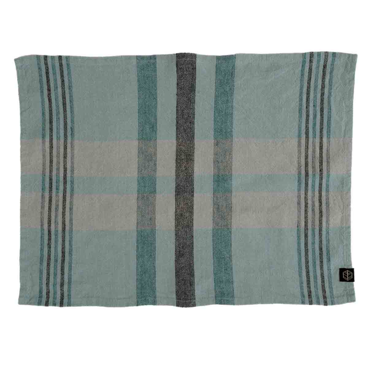 Serviette / set de table Aalborg Haomy en lin et coton, motif à carreaux coloris Céladon – élégance naturelle et finitions soignées