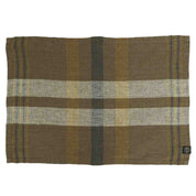 Serviette / set de table Aalborg Haomy en lin et coton, motif à carreaux coloris Kaki – élégance naturelle et finitions soignées