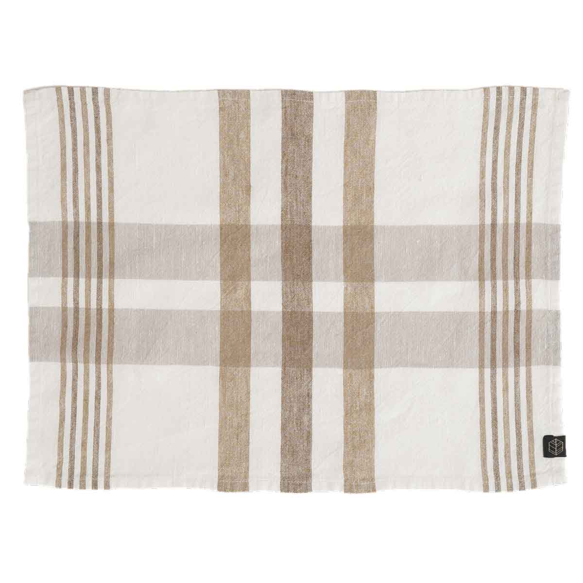  set de table Aalborg Haomy en lin et coton, motif à carreaux coloris Tabac – élégance naturelle et finitions soignées