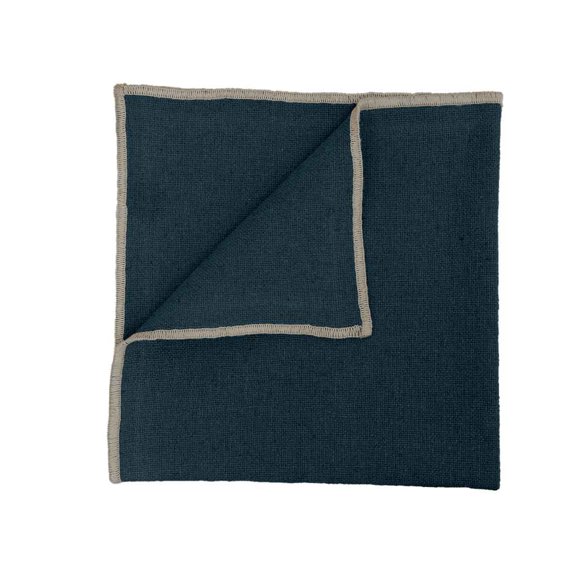 Serviette de table Corte Haomy en lin lavé et coton, coloris Bleu de prusse – élégante, douce et raffinée