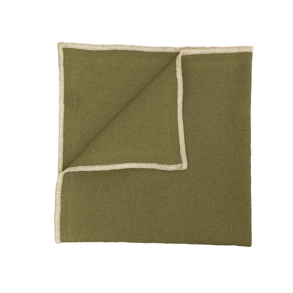 Serviette de table Corte Haomy en lin lavé et coton, coloris Olive– élégante, douce et raffinée