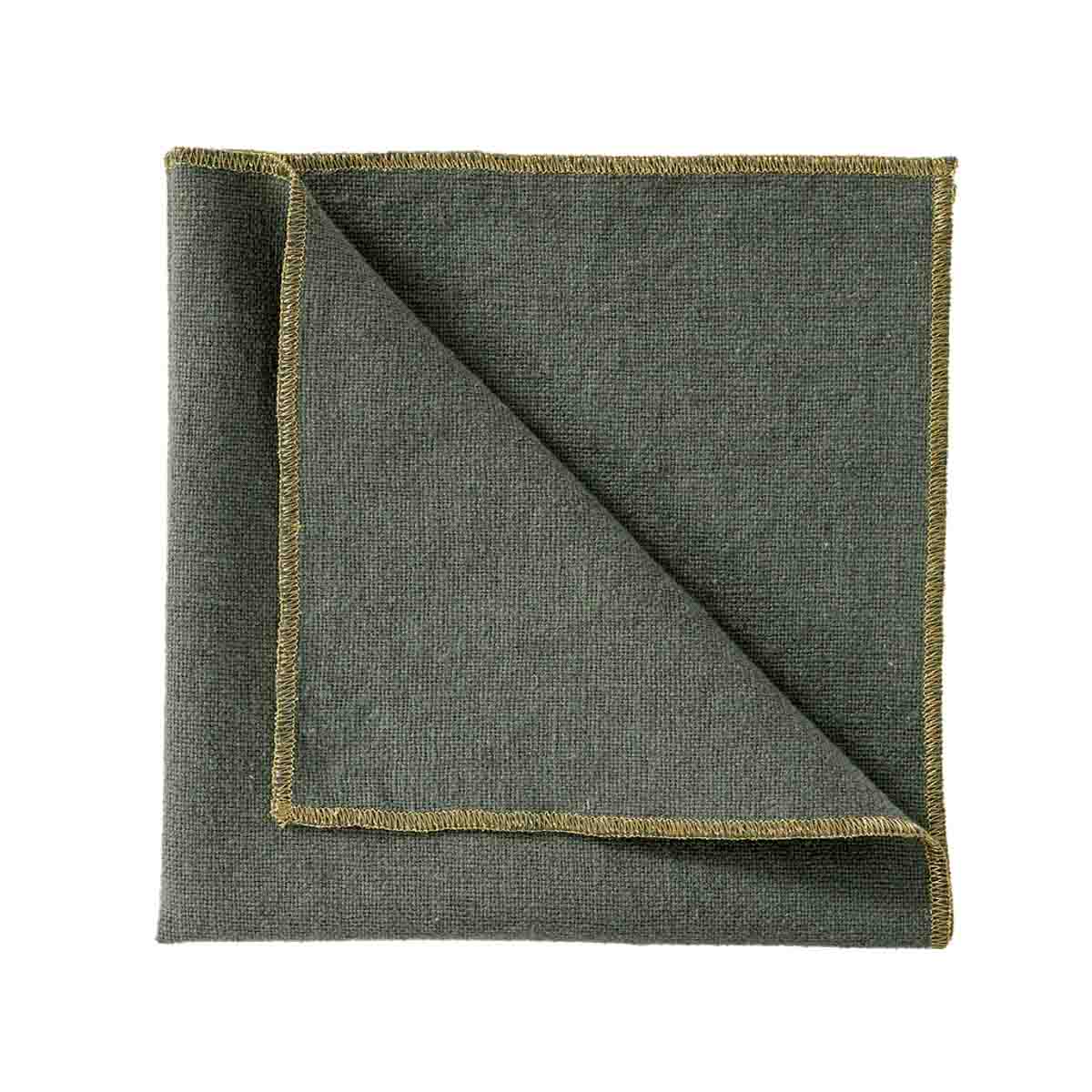 Serviette de table Verone Haomy en lin et coton, coloris Kaki – élégante et douce au toucher