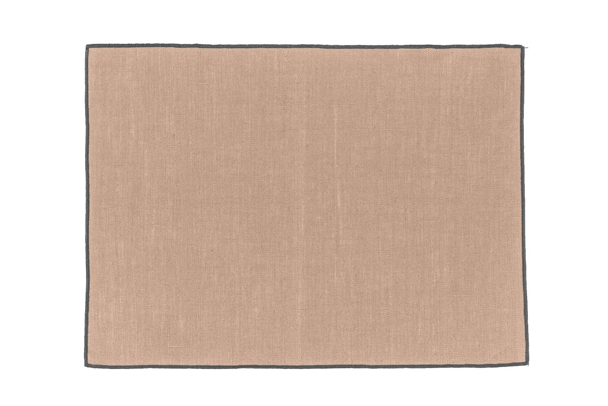 Set de table Borgo Haomy en lin enduit, finition piqué noir, coloris Cimarron – élégant et facile d’entretien