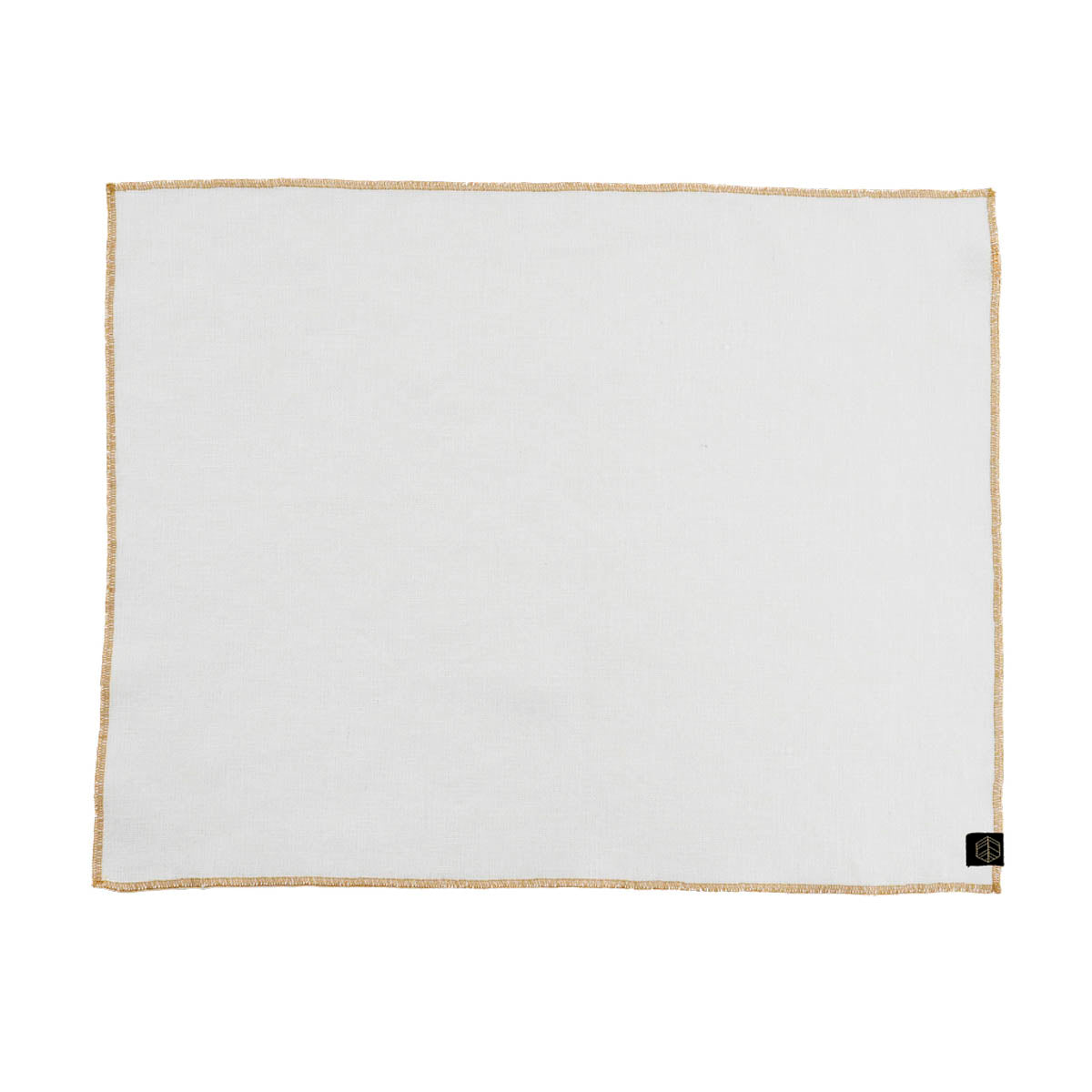 Set de table Verone Haomy en lin et coton, coloris Blanc– finition liseré doré élégante