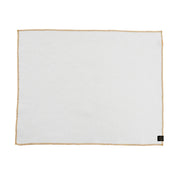 Set de table Verone Haomy en lin et coton, coloris Blanc– finition liseré doré élégante