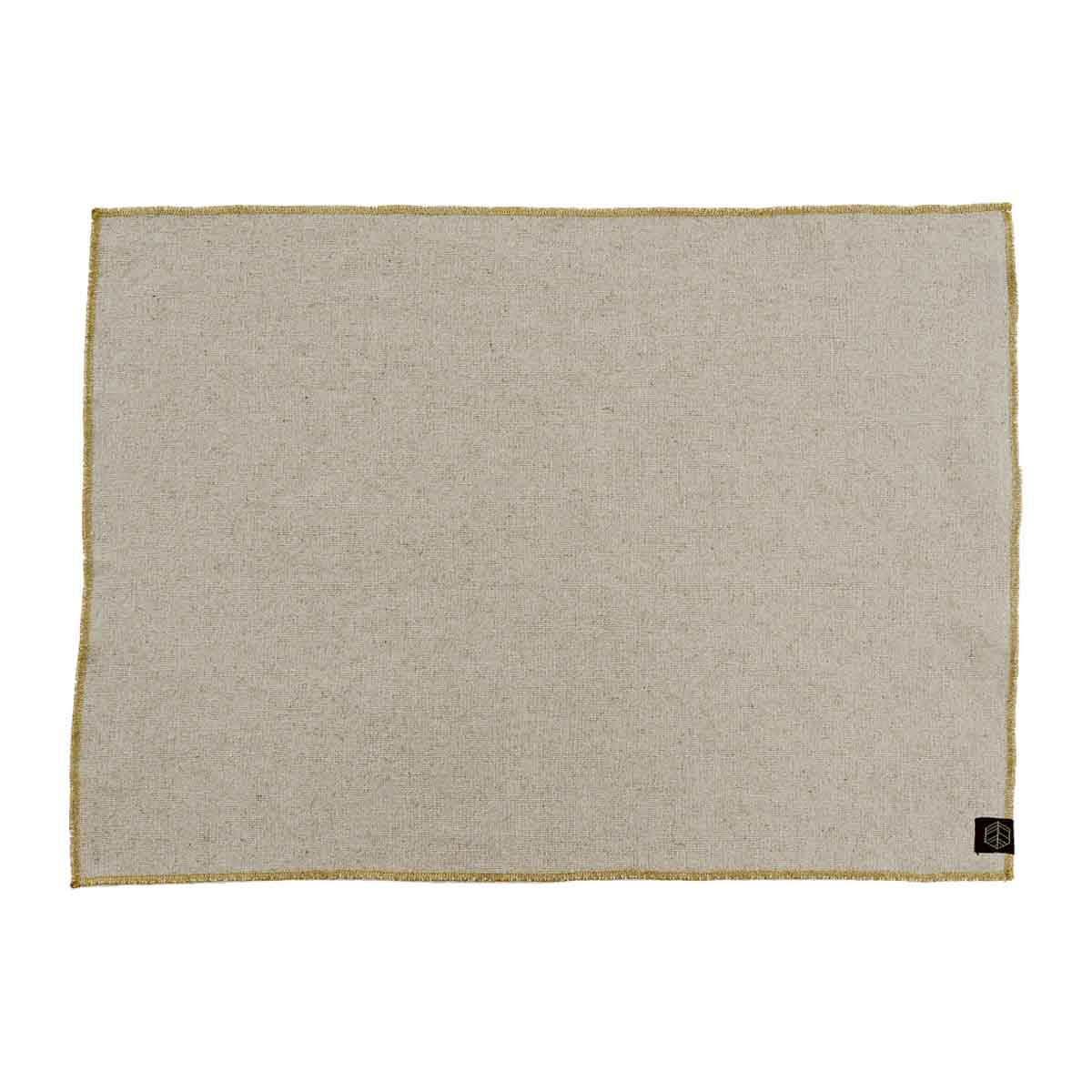 Set de table Verone Haomy en lin et coton, coloris Naturel– finition liseré doré élégante