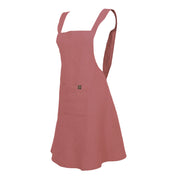 Tablier japonais Osani Haomy en lin lavé et coton, coloris Bois de rose – coupe croisée au dos et finitions élégantes