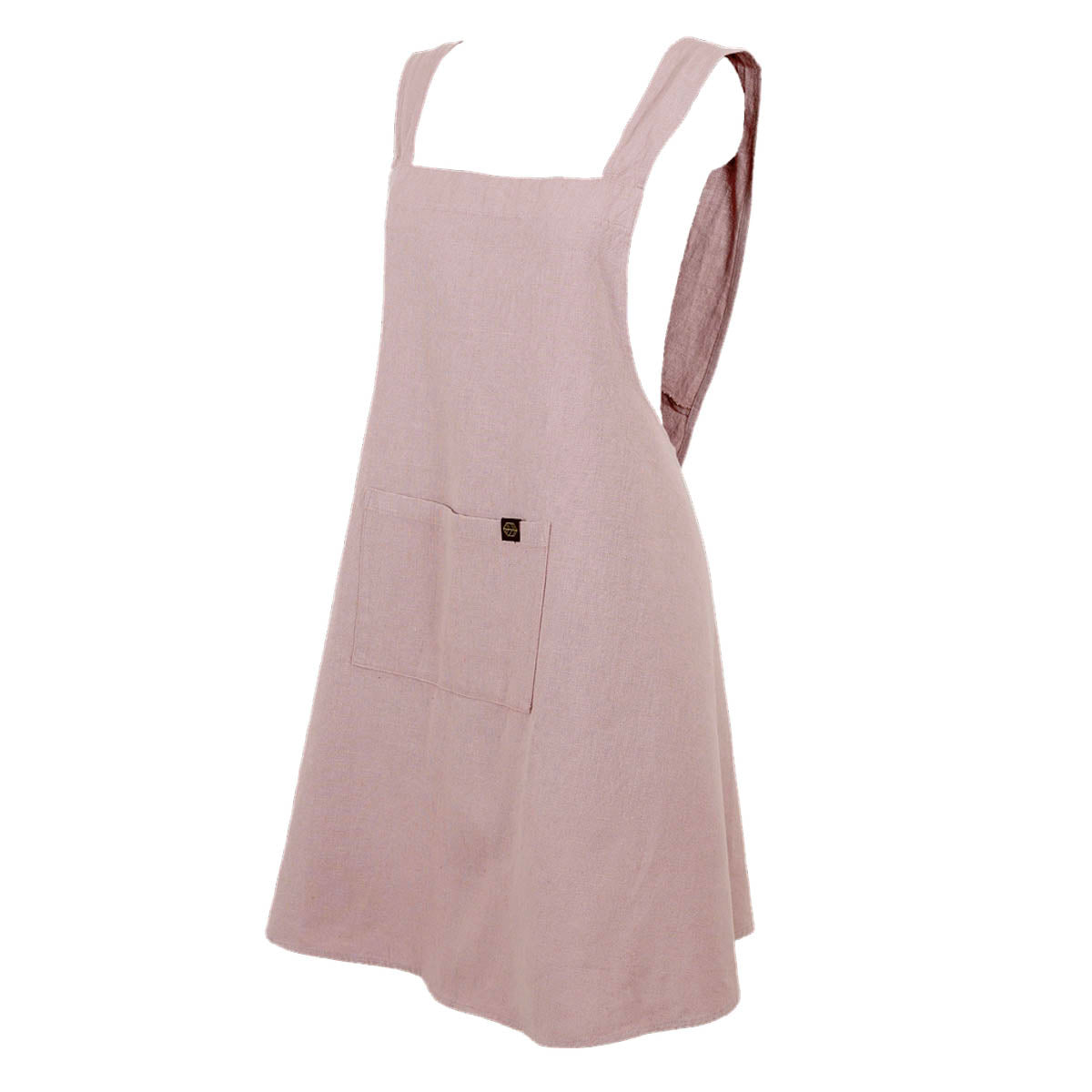 Tablier japonais Osani Haomy en lin lavé et coton, coloris Pétale – coupe croisée au dos et finitions élégantes