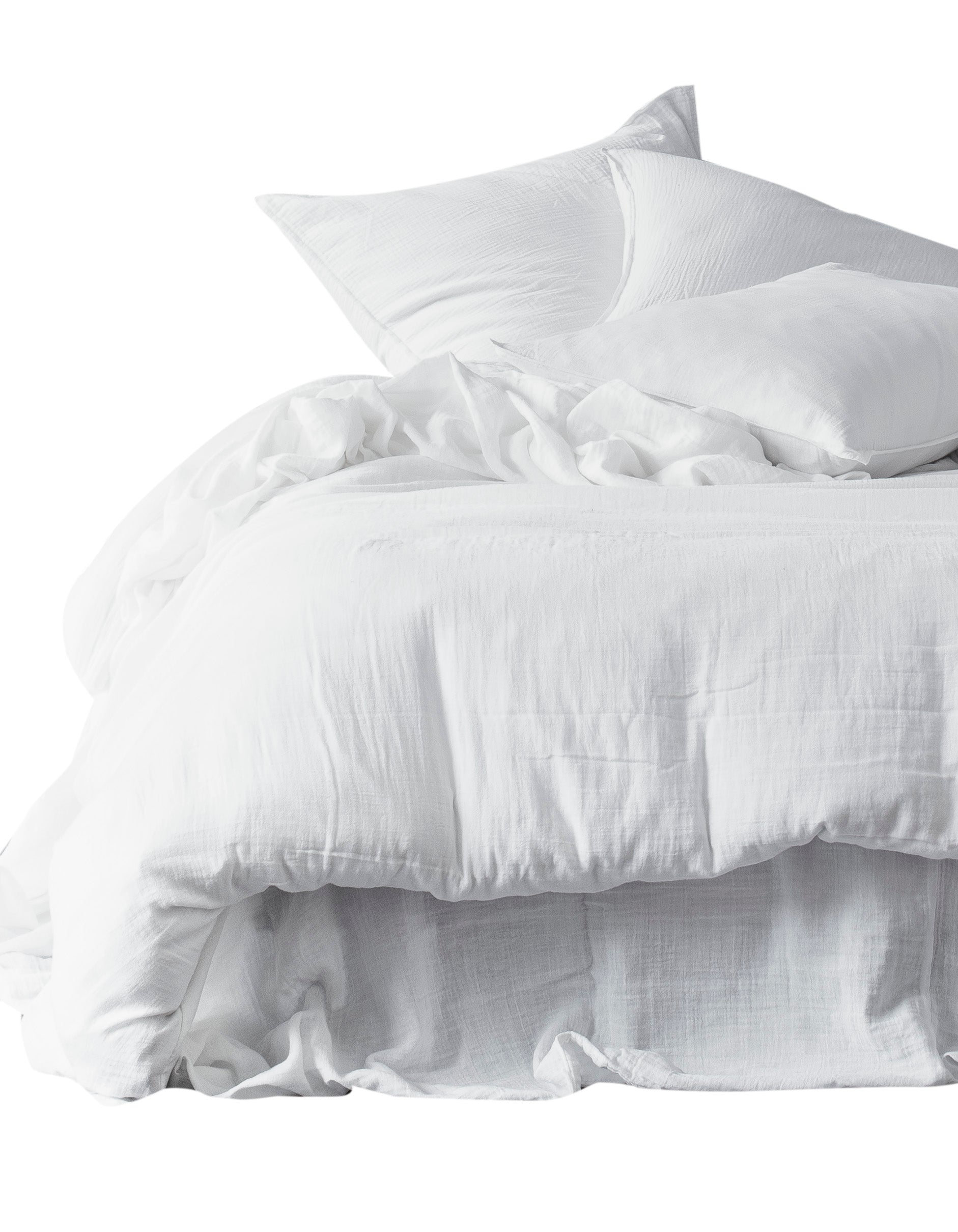 Taie d’oreiller Mykonos Haomy en double gaze de coton lavée coloris Blanc – douceur et légèreté naturelles