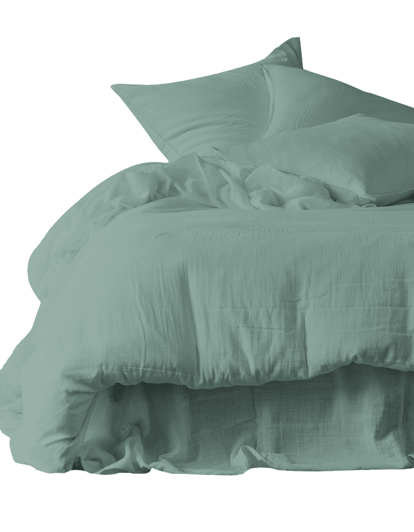 Taie d’oreiller Mykonos Haomy en double gaze de coton lavée coloris Céladon – douceur et légèreté naturelles