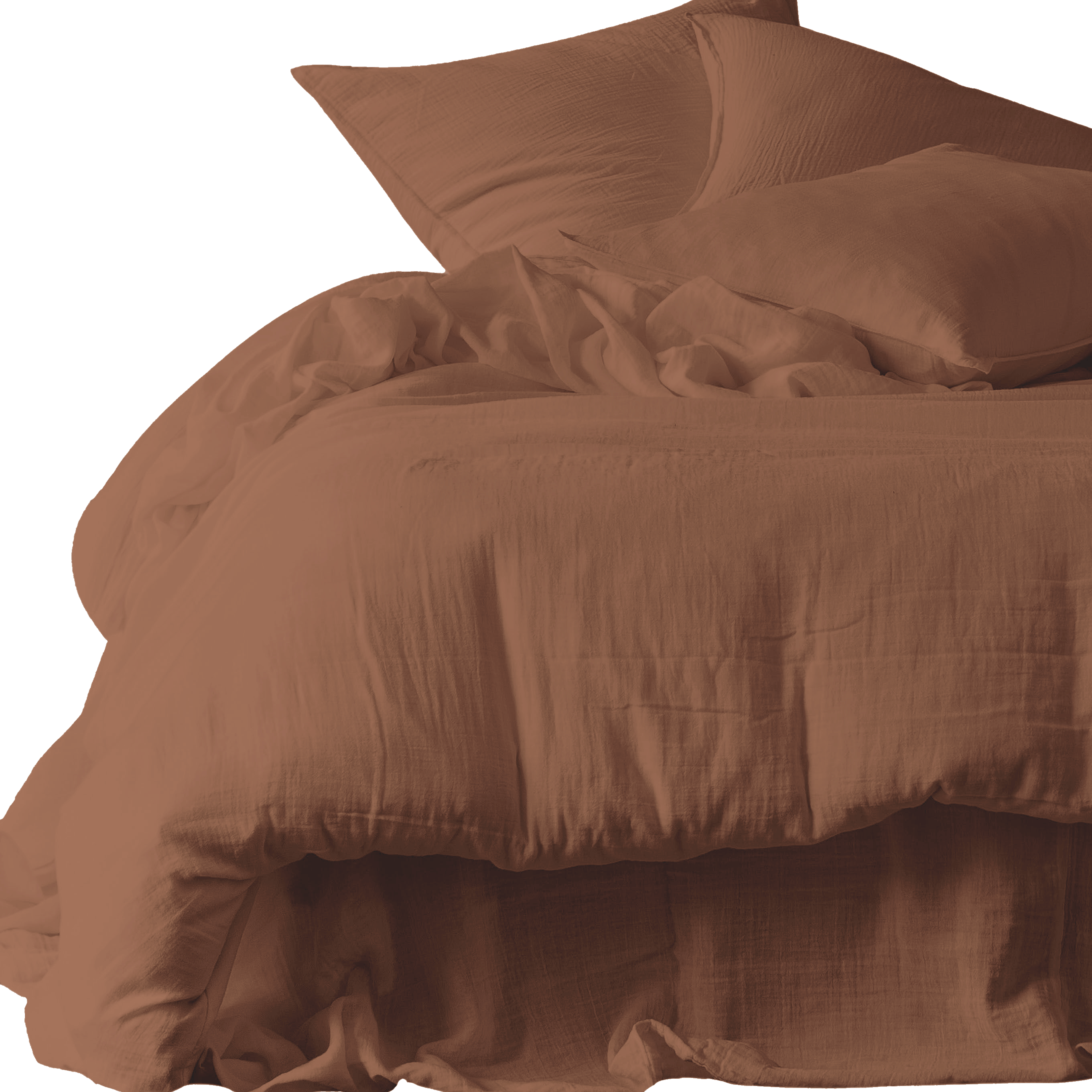 Taie d’oreiller Mykonos Haomy en double gaze de coton lavée coloris Mocaccino – douceur et légèreté naturelles