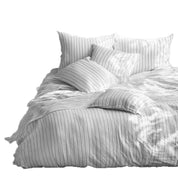 Taie d’oreiller Harlem Haomy en double gaze de coton lavée à fines rayures coloris Noir – sobriété lumineuse et toucher doux