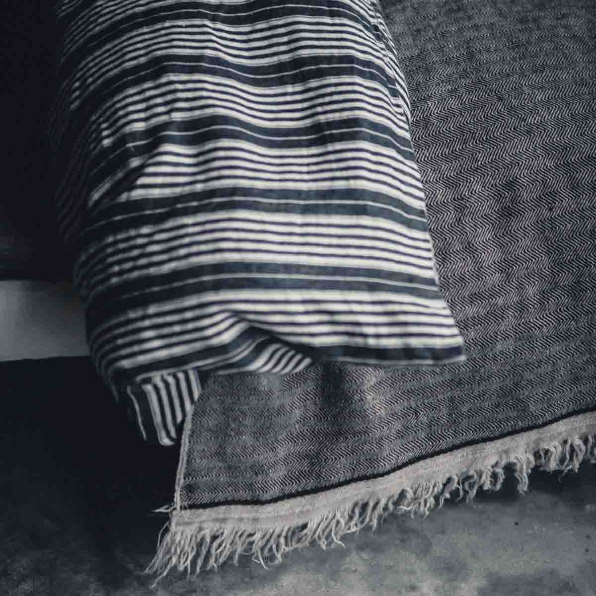 Square washed linen pillowcase 65x65 cm The Tack Stripe - Libeco