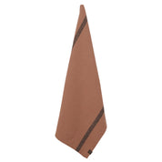 Torchon de cuisine Côme Haomy en lin lavé et coton, coloris Mocaccino – bandes noires latérales et texture douce et absorbante