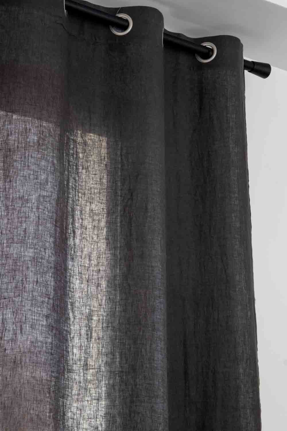 Rideau en lin lavé Zeff Vivaraise 140x280 cm, coloris Tonnerre – élégant et lumineux