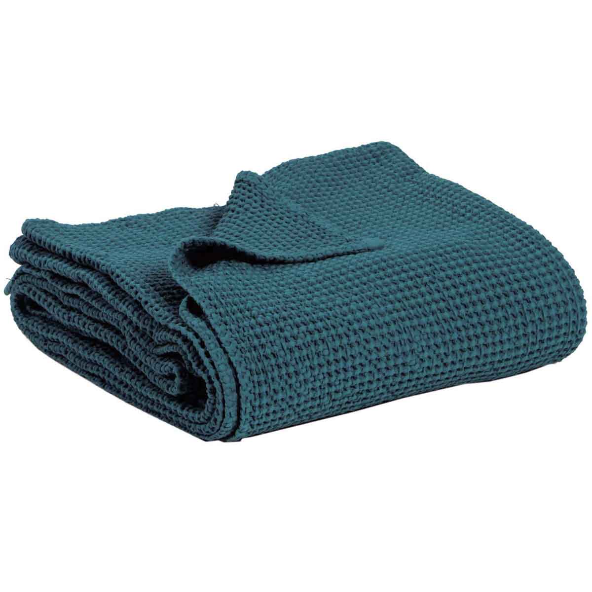 couvre lit coton lavé nid d'abeille Maia 260x240 cm topaze-vivaraise