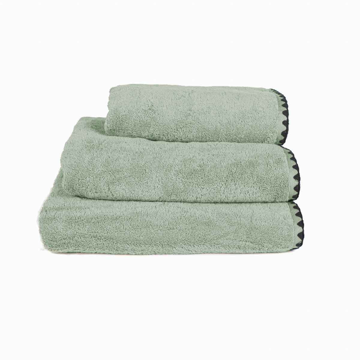 serviette invite douche et bain coton 50x100 cm, 70x130 cm ou 90x140 cm issey celadon-Harmony haomy