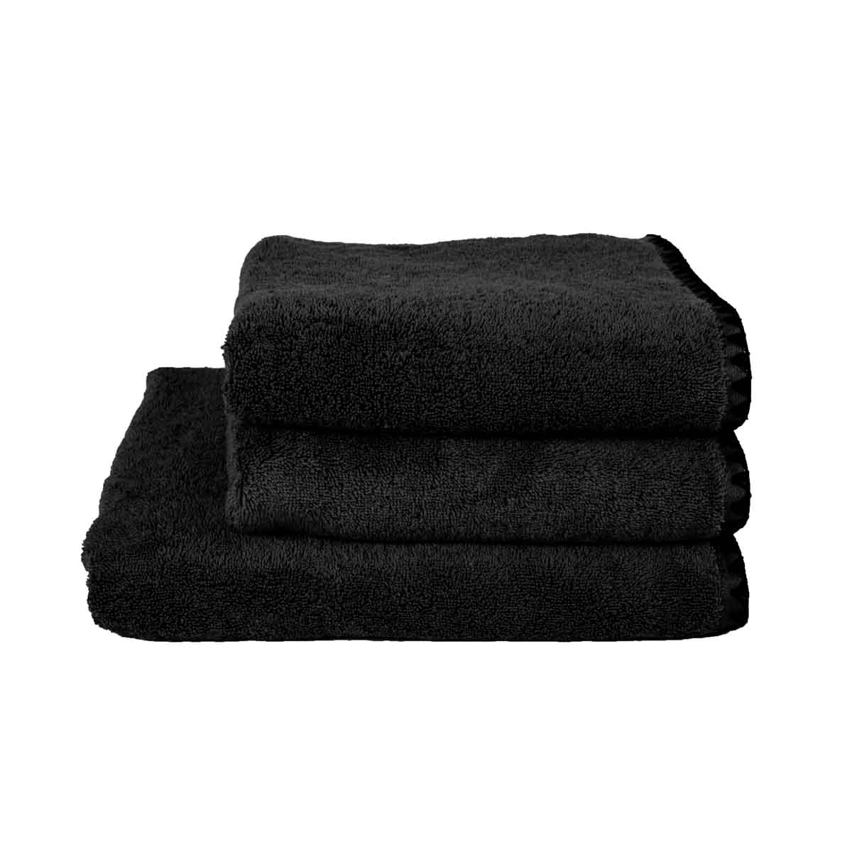 serviette invite douche et bain coton 50x100 cm, 70x130 cm ou 90x140 cm issey noir-Harmony haomy