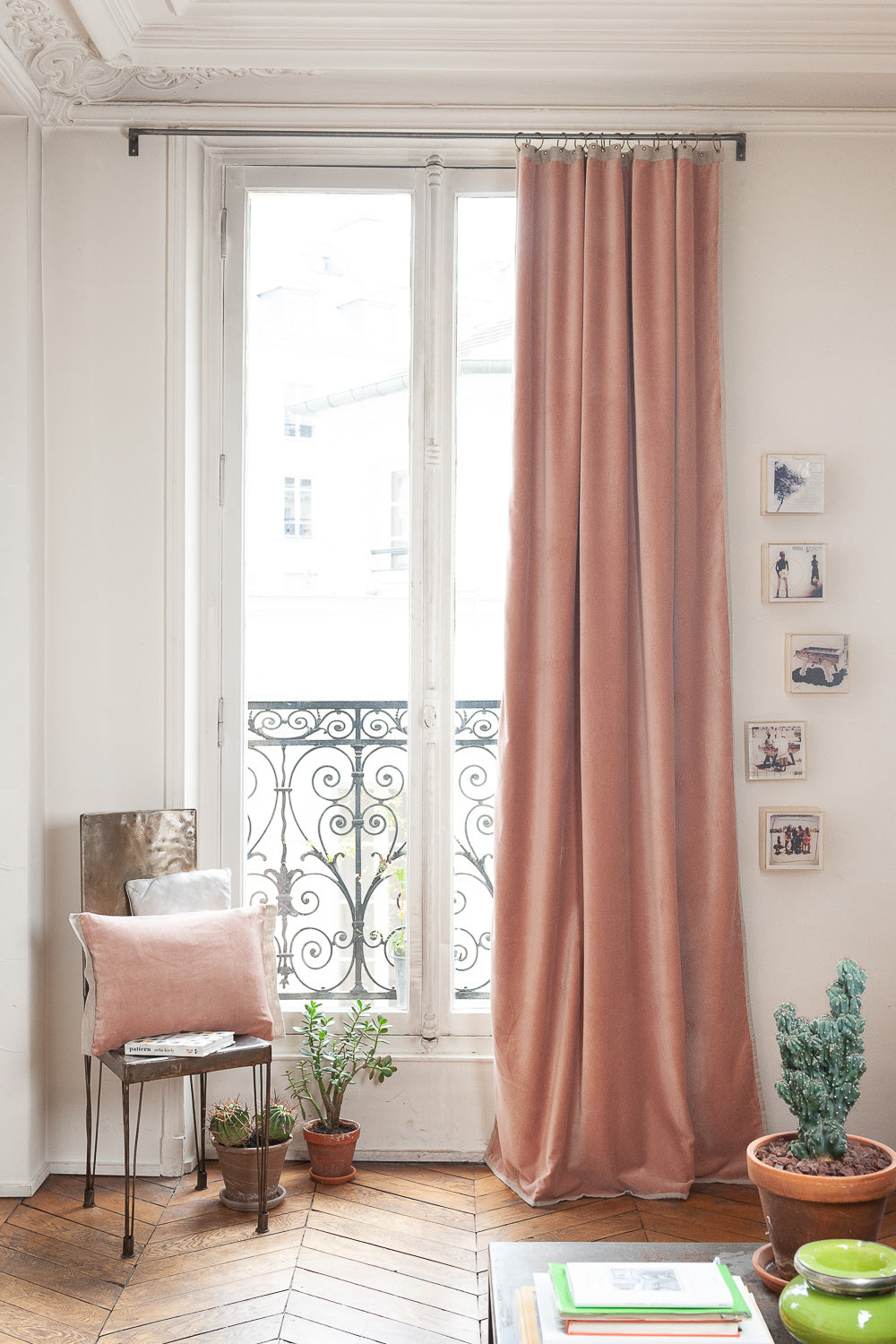 Rideau Médicis en velours rose poudré – occultant et élégant 130x280 cm