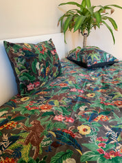 Housse de coussin en velours Monkey Haomy - Motifs Jungle - Coloris Granit