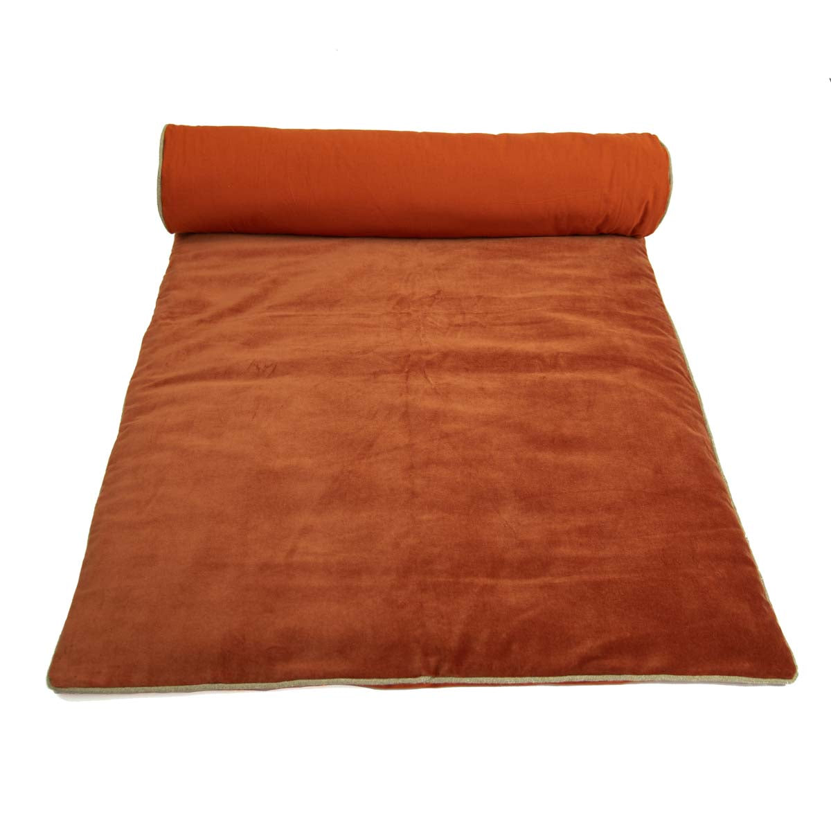 Édredon New Delhi Haomy en velours de coton coloris Brick – finition bourdon lin naturel, style chic et intemporel