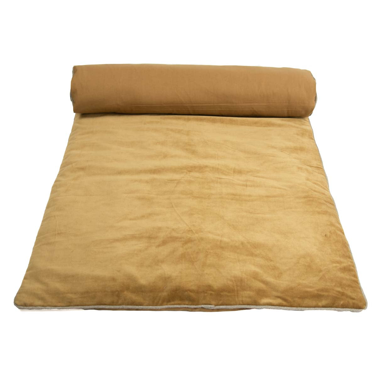 Édredon New Delhi Haomy en velours de coton coloris Chamois – finition bourdon lin naturel, style chic et intemporel