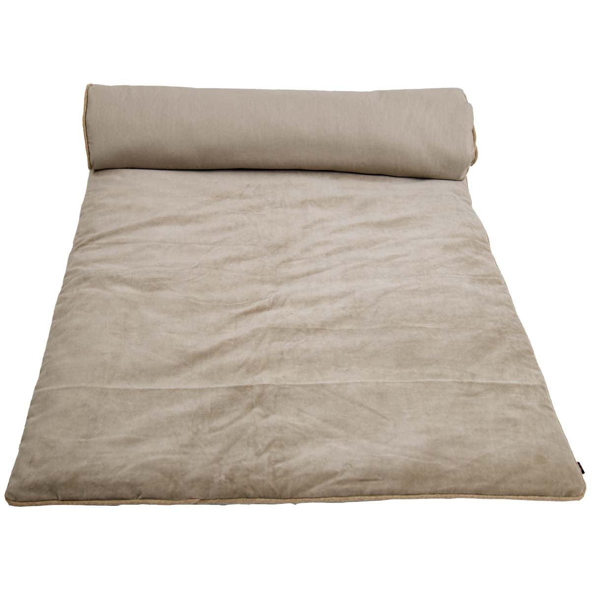 Édredon New Delhi Haomy en velours de coton coloris Craie – finition bourdon lin naturel, style chic et intemporel