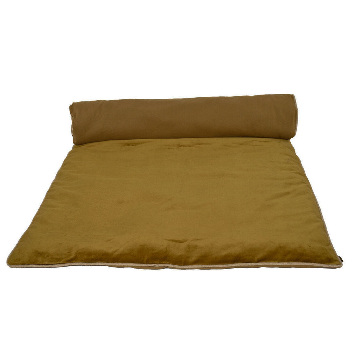 Édredon New Delhi Haomy en velours de coton coloris Gold – finition bourdon lin naturel, style chic et intemporel