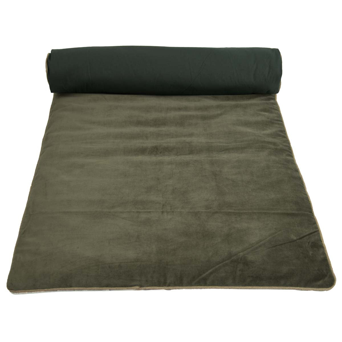 Édredon New Delhi Haomy en velours de coton coloris Kaki – finition bourdon lin naturel, style chic et intemporel