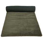 Édredon New Delhi Haomy en velours de coton coloris Kaki – finition bourdon lin naturel, style chic et intemporel