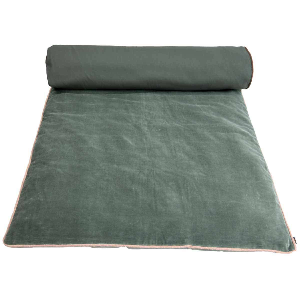 Édredon New Delhi Haomy en velours de coton coloris Pigeon – finition bourdon lin naturel, style chic et intemporel