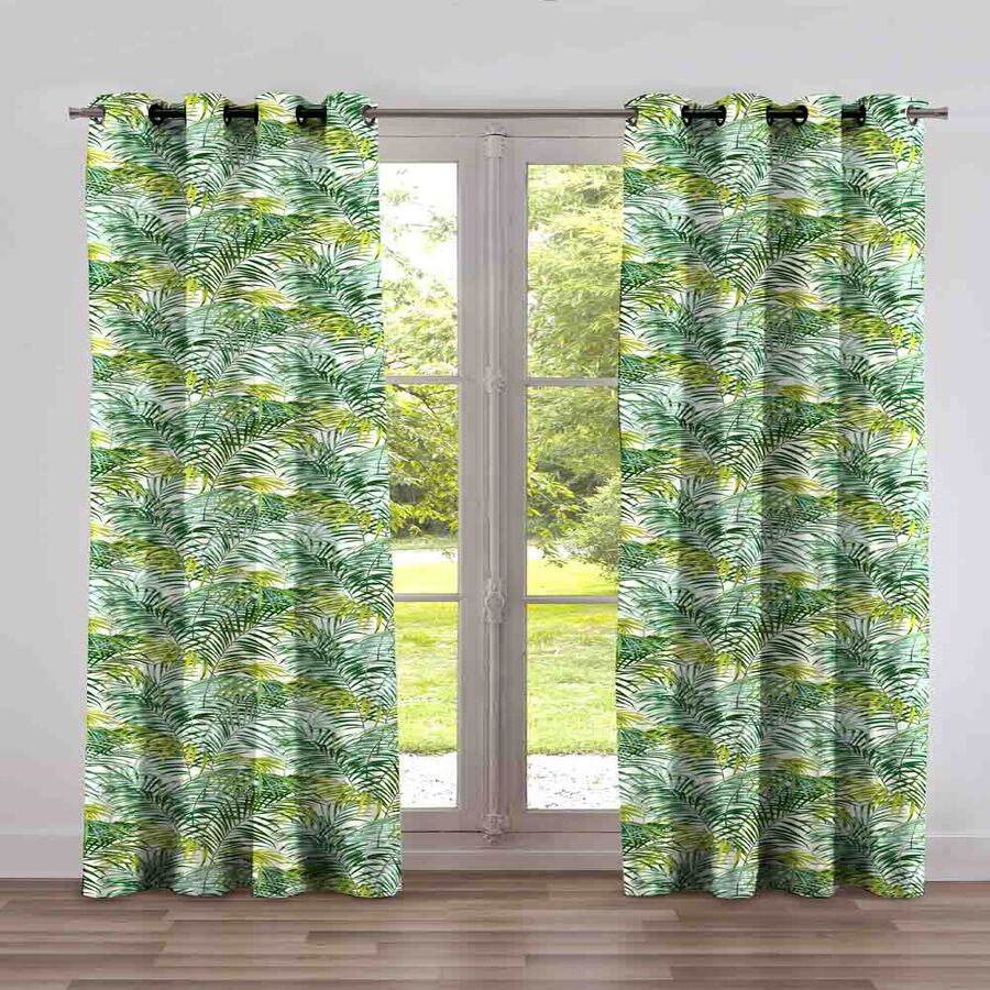 rideau coton imprimé palm springs 135x300 cm-thevenon